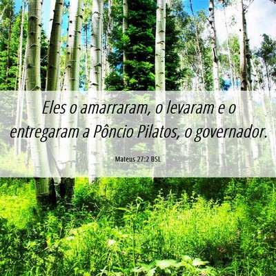 Picture 06 - Mateus 27:2 BSL - Eles o amarraram, o levaram e o entregaram a - Bible Verse Picture