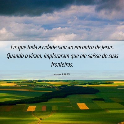 Picture 06 - Mateus 8:34 BSL - Eis que toda a cidade saiu ao encontro de Jesus. - Bible Verse Picture