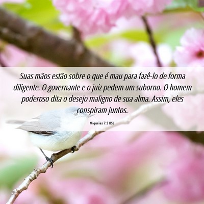 Picture 06 - Miquéias 7:3 BSL - Suas mãos estão sobre o que é mau para - Bible Verse Picture