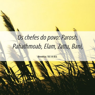 Picture 06 - Neemias 10:14 BSL - Os chefes do povo: Parosh, Pahathmoab, Elam, - Bible Verse Picture