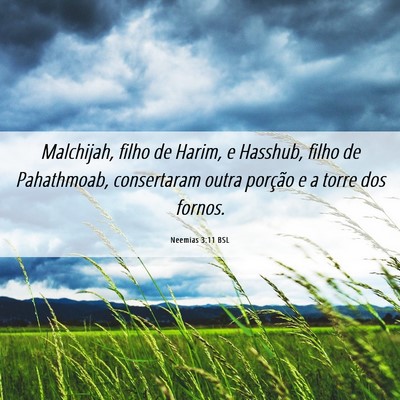 Picture 06 - Neemias 3:11 BSL - Malchijah, filho de Harim, e Hasshub, filho de - Bible Verse Picture