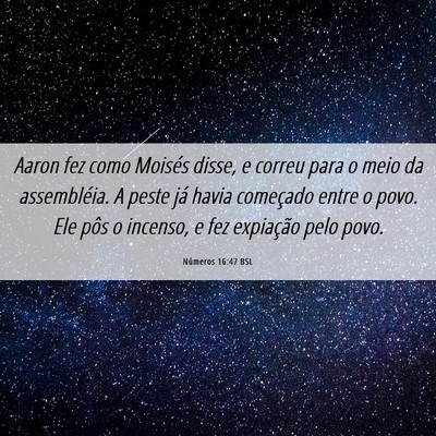 Picture 06 - Números 16:47 BSL - Aaron fez como Moisés disse, e correu para o - Bible Verse Picture