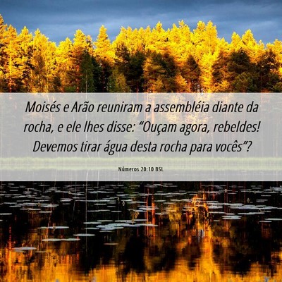 Picture 06 - Números 20:10 BSL - Moisés e Arão reuniram a assembléia diante da - Bible Verse Picture