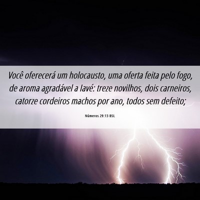 Picture 06 - Números 29:13 BSL - Você oferecerá um holocausto, uma oferta feita - Bible Verse Picture