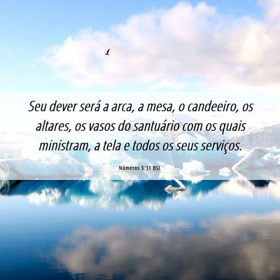 Picture 06 - Números 3:31 BSL - Seu dever será a arca, a mesa, o candeeiro, os - Bible Verse Picture