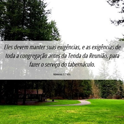 Picture 06 - Números 3:7 BSL - Eles devem manter suas exigências, e as - Bible Verse Picture