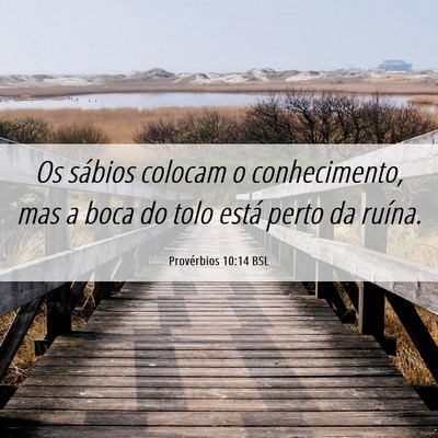 Picture 06 - Provérbios 10:14 BSL - Os sábios colocam o conhecimento, mas a boca do - Bible Verse Picture