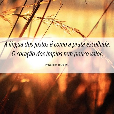 Picture 06 - Provérbios 10:20 BSL - A língua dos justos é como a prata escolhida. O - Bible Verse Picture