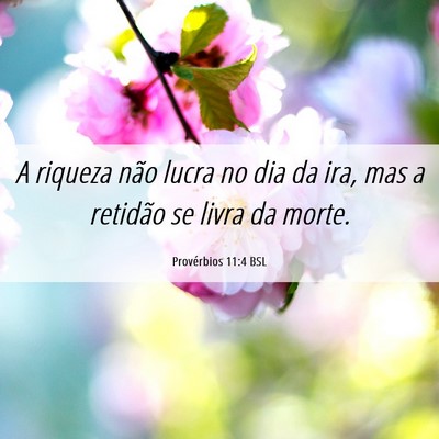 Picture 06 - Provérbios 11:4 BSL - A riqueza não lucra no dia da ira, mas a - Bible Verse Picture