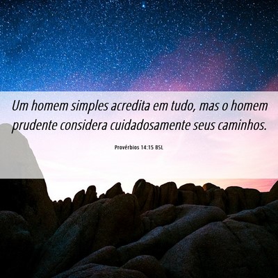 Picture 06 - Provérbios 14:15 BSL - Um homem simples acredita em tudo, mas o homem - Bible Verse Picture