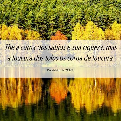 Picture 06 - Provérbios 14:24 BSL - The a coroa dos sábios é sua riqueza, mas a - Bible Verse Picture