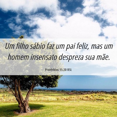 Picture 06 - Provérbios 15:20 BSL - Um filho sábio faz um pai feliz, mas um homem - Bible Verse Picture