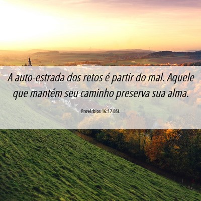Picture 06 - Provérbios 16:17 BSL - A auto-estrada dos retos é partir do mal. Aquele - Bible Verse Picture