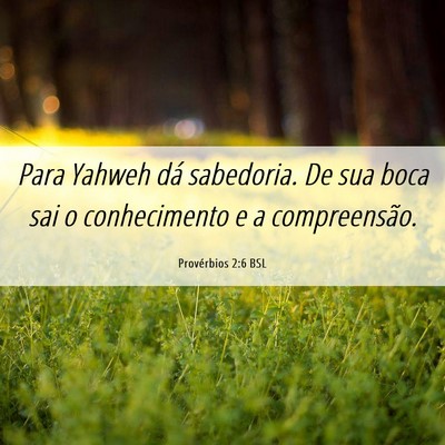 Picture 06 - Provérbios 2:6 BSL - Para Yahweh dá sabedoria. De sua boca sai o - Bible Verse Picture