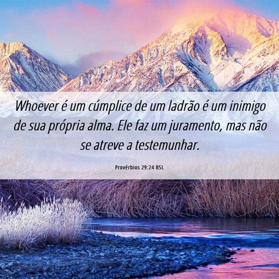 Picture 06 - Provérbios 29:24 BSL - Whoever é um cúmplice de um ladrão é um - Bible Verse Picture