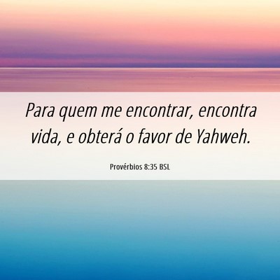 Picture 06 - Provérbios 8:35 BSL - Para quem me encontrar, encontra vida, e obterá - Bible Verse Picture