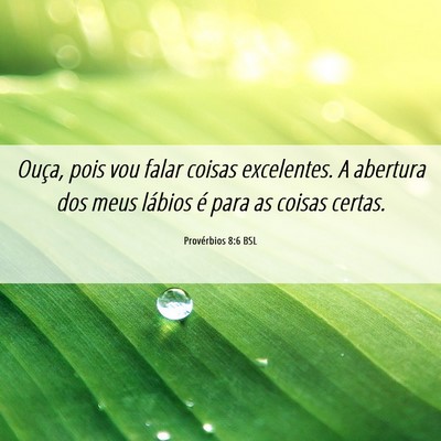 Picture 06 - Provérbios 8:6 BSL - Ouça, pois vou falar coisas excelentes. A - Bible Verse Picture