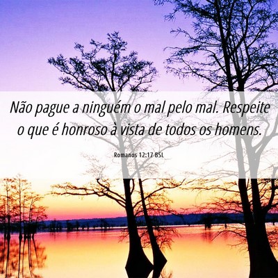 Picture 06 - Romanos 12:17 BSL - Não pague a ninguém o mal pelo mal. Respeite o - Bible Verse Picture