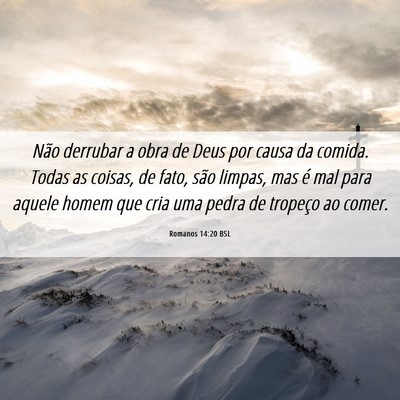 Picture 06 - Romanos 14:20 BSL - Não derrubar a obra de Deus por causa da comida. - Bible Verse Picture