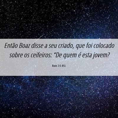 Picture 06 - Rute 2:5 BSL - Então Boaz disse a seu criado, que foi colocado - Bible Verse Picture