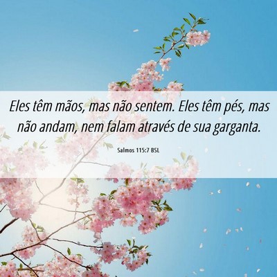 Picture 06 - Salmos 115:7 BSL - Eles têm mãos, mas não sentem. Eles têm pés, - Bible Verse Picture