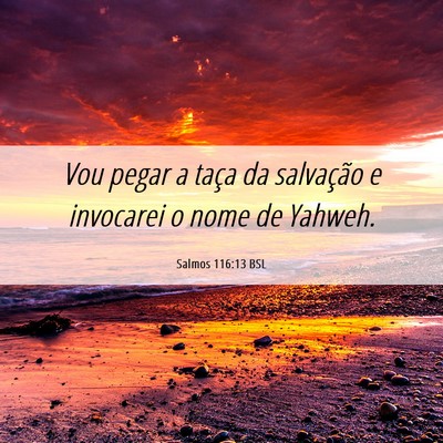 Picture 06 - Salmos 116:13 BSL - Vou pegar a taça da salvação e invocarei o - Bible Verse Picture