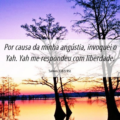 Picture 06 - Salmos 118:5 BSL - Por causa da minha angústia, invoquei o Yah. Yah - Bible Verse Picture