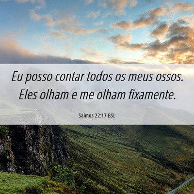 Picture 06 - Salmos 22:17 BSL - Eu posso contar todos os meus ossos. Eles olham e - Bible Verse Picture