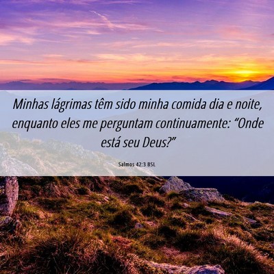 Picture 06 - Salmos 42:3 BSL - Minhas lágrimas têm sido minha comida dia e - Bible Verse Picture