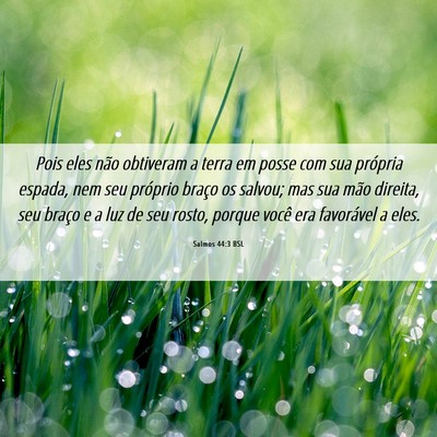 Picture 06 - Salmos 44:3 BSL - Pois eles não obtiveram a terra em posse com sua - Bible Verse Picture
