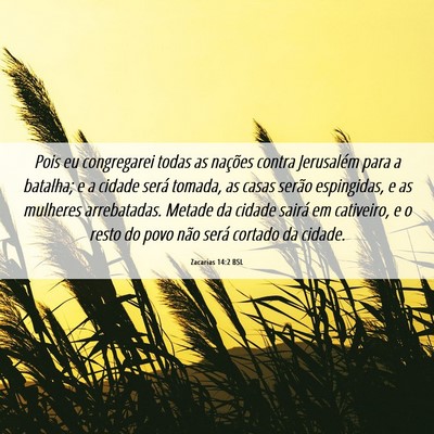 Picture 06 - Zacarias 14:2 BSL - Pois eu congregarei todas as nações contra - Bible Verse Picture