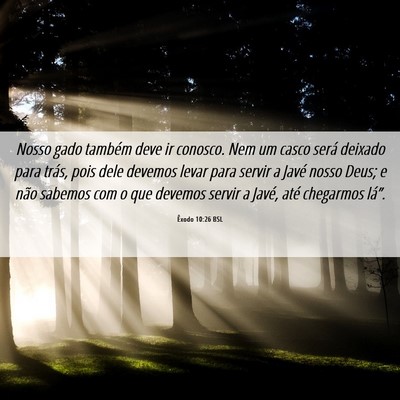 Picture 06 - Êxodo 10:26 BSL - Nosso gado também deve ir conosco. Nem um casco - Bible Verse Picture
