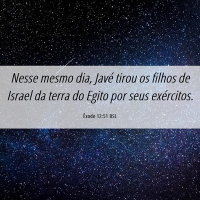 Picture 06 - Êxodo 12:51 BSL - Nesse mesmo dia, Javé tirou os filhos de Israel - Bible Verse Picture
