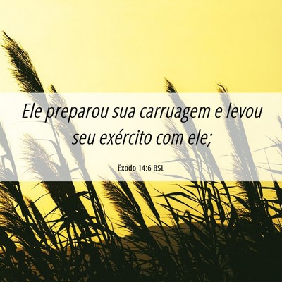 Picture 06 - Êxodo 14:6 BSL - Ele preparou sua carruagem e levou seu exército - Bible Verse Picture