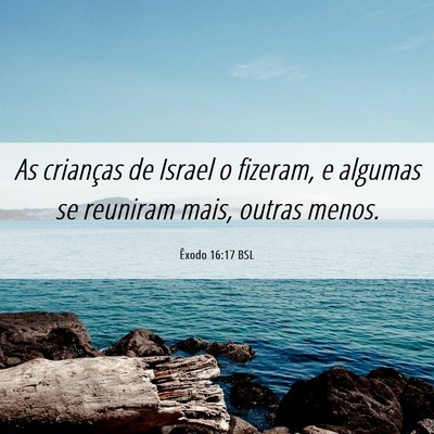 Picture 06 - Êxodo 16:17 BSL - As crianças de Israel o fizeram, e algumas se - Bible Verse Picture