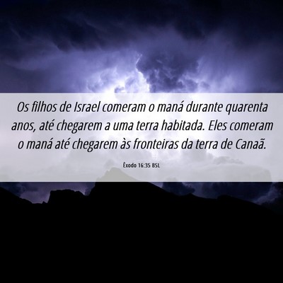 Picture 06 - Êxodo 16:35 BSL - Os filhos de Israel comeram o maná durante - Bible Verse Picture