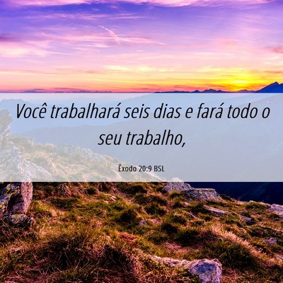 Picture 06 - Êxodo 20:9 BSL - Você trabalhará seis dias e fará todo o seu - Bible Verse Picture