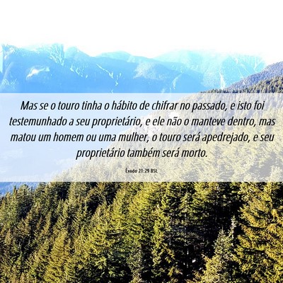 Picture 06 - Êxodo 21:29 BSL - Mas se o touro tinha o hábito de chifrar no - Bible Verse Picture