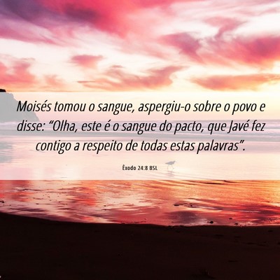 Picture 06 - Êxodo 24:8 BSL - Moisés tomou o sangue, aspergiu-o sobre o povo e - Bible Verse Picture