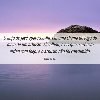 Picture 06 - Êxodo 3:2 BSL - O anjo de Javé apareceu-lhe em uma chama de fogo - Bible Verse Picture