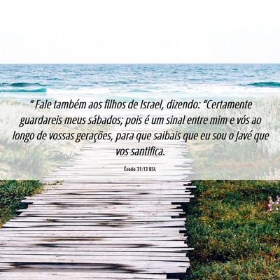 Picture 06 - Êxodo 31:13 BSL - “ Fale também aos filhos de Israel, dizendo: - Bible Verse Picture