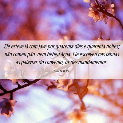 Picture 06 - Êxodo 34:28 BSL - Ele esteve lá com Javé por quarenta dias e - Bible Verse Picture