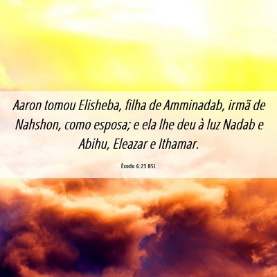 Picture 06 - Êxodo 6:23 BSL - Aaron tomou Elisheba, filha de Amminadab, irmã - Bible Verse Picture