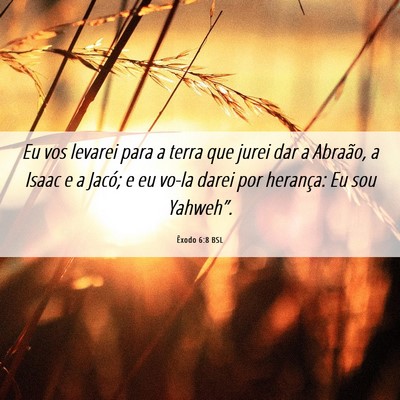 Picture 06 - Êxodo 6:8 BSL - Eu vos levarei para a terra que jurei dar a - Bible Verse Picture