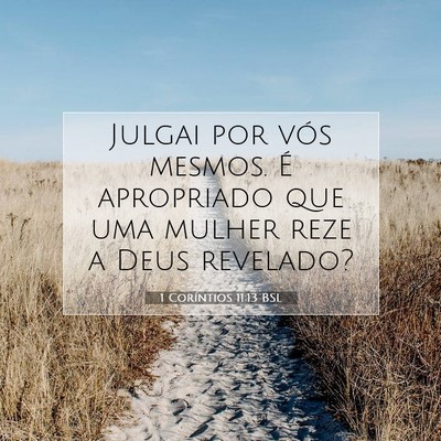 Picture 07 - 1 Coríntios 11:13 BSL - Julgai por vós mesmos. É apropriado que uma - Bible Verse Picture