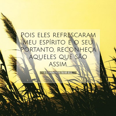 Picture 07 - 1 Coríntios 16:18 BSL - Pois eles refrescaram meu espírito e o seu. - Bible Verse Picture