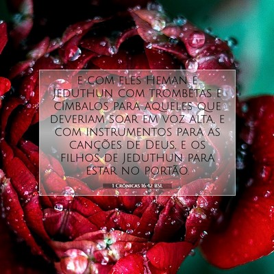 Picture 07 - 1 Crônicas 16:42 BSL - e com eles Heman e Jeduthun com trombetas e - Bible Verse Picture