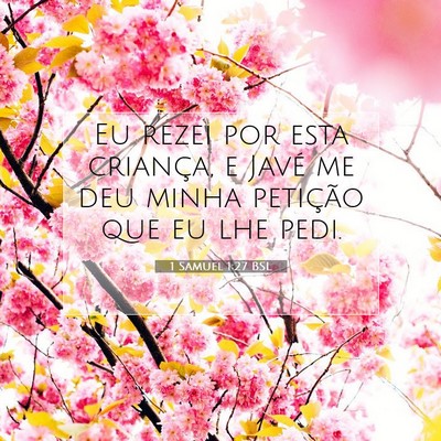Picture 07 - 1 Samuel 1:27 BSL - Eu rezei por esta criança, e Javé me deu minha - Bible Verse Picture