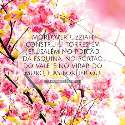 Picture 07 - 2 Crônicas 26:9 BSL - Moreover Uzziah construiu torres em Jerusalém no - Bible Verse Picture