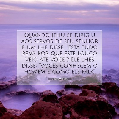 Picture 07 - 2 Reis 9:11 BSL - Quando Jehu se dirigiu aos servos de seu senhor e - Bible Verse Picture